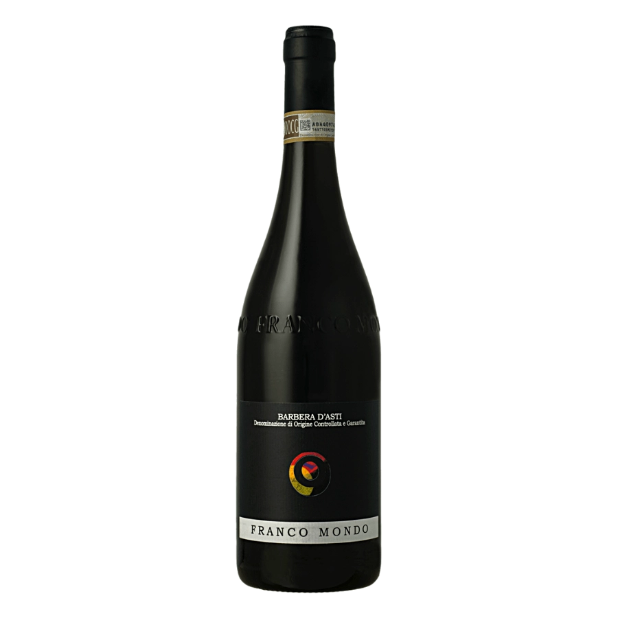 Barbera d’Asti DOCG - VITIGNO : Barbera 100 % ORIGINE:Selezione di uve Barbera provenienti da vigneti in proprietà d ell‟Azienda Agricola Franco Mondo, impiantati all‟inizio degli anni ‟80 , esposti ad Ovest e Sud-Ovest, ubicati nel Comune di San Marzano Oliveto, zona tipica della produzione del Barbera d‟Asti. VINIFICAZIONE:Ottenuto dalla vinificazione di uve Barbera condotta con l‟obiettivo di ottenere un vino dotato di una certa struttura ma che contemporaneamente esprima le sue caratteristiche di vino