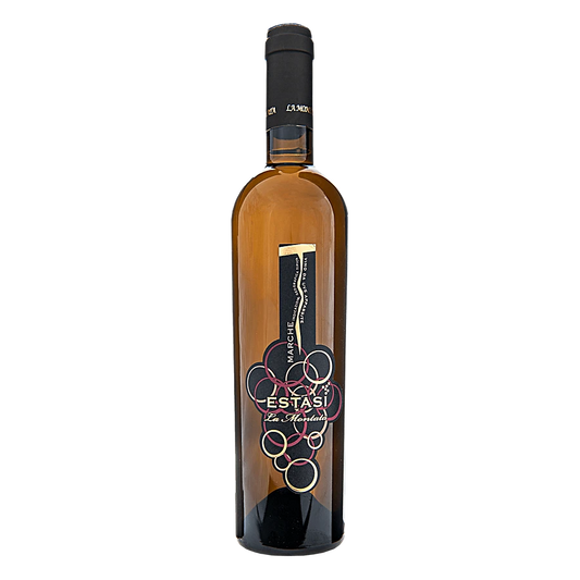 Estasi IGT Marche Passito "Muffato" - Il clima e il territorio di S.Angelo in Vado con le vigne a 500 metri di altitudine esaltano l’estrazione aromatica dai vitigni bianchi di Moscato e Sauvignon che si prestano per la creazione di un Passito che lascia stupiti per profumo, gusto e persistenza. Il passaggio in cassettine nella sala di appassimento gli conferisce quella “cremosità” che non si dimentica facilmente. Le uve: Muscat Petit Grain, Sauvignon. Profumo: Fruttato, floreale, intenso e gradevole. Sapo