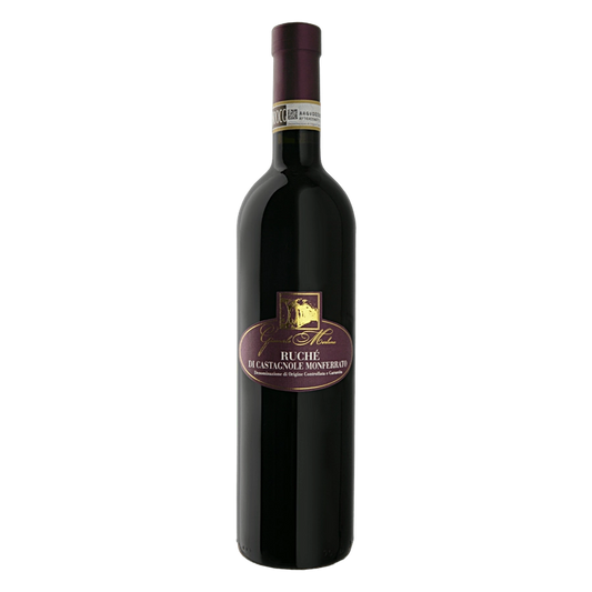 Ruchè di Castagnole Monferrato DOCG - Tipo: rosso fermo D.O.C. Vitigno: 100% Ruchè Gradazione: 14,5° vol. Colore: rosso rubino di media intensità Profumo: intenso, aromatico fruttato con sentori tipici di rosa e violetta, con l’invecchiamento si evidenziano note speziate. Sapore: caldo al palato con leggera presenza tannica Temperatura di servizio: 18-20° c Abbinamenti: formaggi saporiti di media maturazione e piatti piemontesi tipici invernali. venduto da Merlone Giancarlo SAS al prezzo di €10 | unitalian