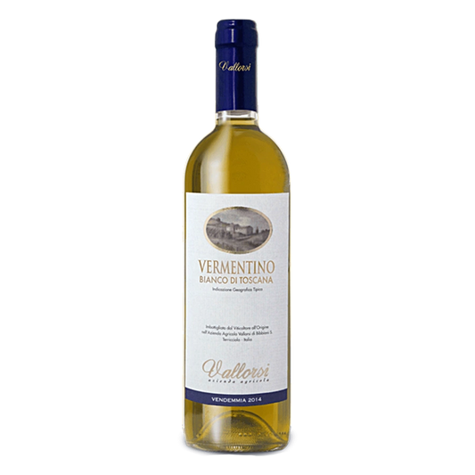 Vermentino Bianco IGT - La freschezza floreale di VallorsiIGT Toscana Bianco VITIGNO: VermentinoSUOLO: misto sabbioso (90%) di colore molto chiaro, poco profondoESPOSIZIONE: ovestDENSITA’ DI IMPIANTO: 4.200 piante ettaroSISTEMA DI ALLEVAMENTO: cordone speronato impalcato a 90 cmPRODUZIONE PER ETTARO: 80 quintali VINIFICAZIONELe uve raccolte a mano vengono trasportate in cantina. Dopo una accurata cernita vengono diraspate e pigiate. Il mosto viene chiarificato e la fermentazione è condotta temperatura cont