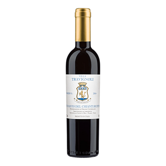 Vin Santo Chianti Rufina DOC - Zona di produzione: zone collinari di Pelago nell'area del Chianti Rufina. Terreni argillosi, marnosi e calcarei che si affacciano sulla valle dell'Arno ad est di Firenze. Esposizione: sud. Altitudine: 200/350 m s.l.m. Vitigni: Malvasia (70%), Trebbiano (30%). Sistema allevamento: cordone speronato. Raccolta uve: seconda metà di settembre. Vinificazione: dopo la raccolta le uve vengono fatte appassire su appositi cannicci per 4/5 mesi. Quindi pressate e poi messe a fermentare